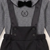 Velvet Overalls Baby Set - Black
