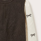 Bow ties shirt with a vest - brown