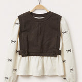 Bow ties shirt with a vest - brown