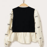 Bow Tie Shirt with Vest - Black