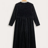 Velvet robe with furry knit - black cut