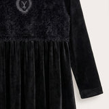 Velvet robe with furry knit - black cut