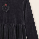 Velvet robe combined with fluffy knit - black