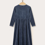 Velvet robe with fuzzy knit detailing - Navy