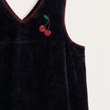 Apron dress with embroidery on the straps - black cut