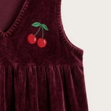 Pinafore dress with embroidered straps - bordo cut