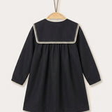 Knitted collar dress - Black