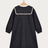 Knitted collar dress - Black