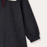 Knitted collar dress - Black