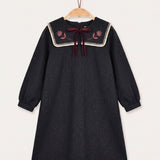 Knitted collar dress - Black