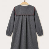 Knitted Collar Dress - GRAY