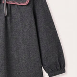 Knitted Collar Dress - GRAY