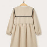 Knitted collar dress - beige