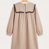 Knitted collar dress - beige