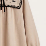 Knitted collar dress - beige