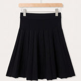 Pleated knit skirt - black