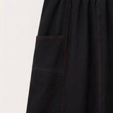 Midi skirt with stitching - Black