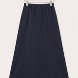 Midi skirt with topstitching - Navy