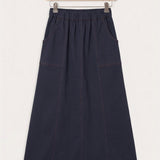 Midi skirt with topstitching - Navy