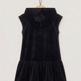 Velvet Pinafore with Stitching - Black