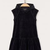 Velvet Pinafore with Stitching - Black