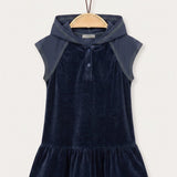 Velvet Pinafore with Stitching - Navy