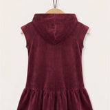 Velvet Pinafore with Stitching - Pink