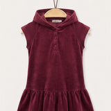 Velvet Pinafore with Stitching - Pink