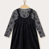 Velvet jumper & shirt - black