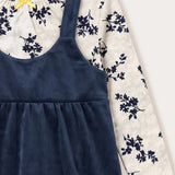 Velvet pinafore & shirt - navy