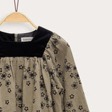 Floral velvet print dress - beige