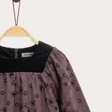 Velvet floral print dress - Brown