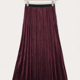 Velvet pleated skirt - bordo long