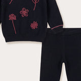 Embroidered Flower Set - Black
