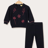 Embroidered Flower Set - Black