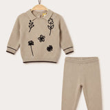 Embroidered Flower Set - Beige