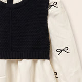Baby Shirt with Bow Ties + Vest - Black