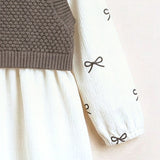 Baby bows shirt + vest - brown