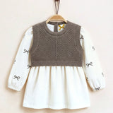 Baby bows shirt + vest - brown
