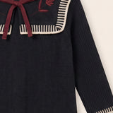 Knitted Collar Baby Romper - Black