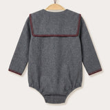 Knitted Collar Baby Overall - GRAY