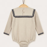 Baby overalls with knitted collar - Beige