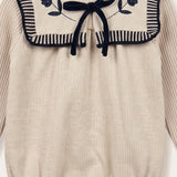 Baby overalls with knitted collar - Beige