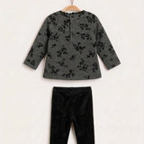 Velvet Flowers Baby Set - Black