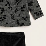 Velvet Flowers Baby Set - Black