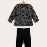 Velvet Flowers Baby Set - Black
