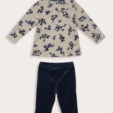 Velvet Flowers Baby Set - Navy