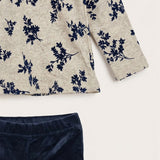 Velvet Flowers Baby Set - Navy