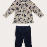 Velvet Flowers Baby Set - Navy