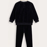 Velvet Baby Set with Stitching - Black